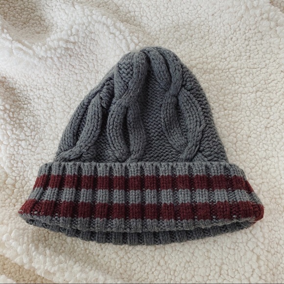 Cotton On Beanie | Gray & Maroon